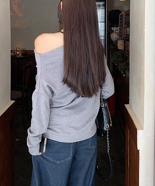 FREE STYLISTS(フリー スタイリスト)の「YUGA_YGMC Half-shoulder draped top(Tシャツ/カットソー・レディース・ライトグレー/オートミール/ブラック・FREE)」の20枚目の写真