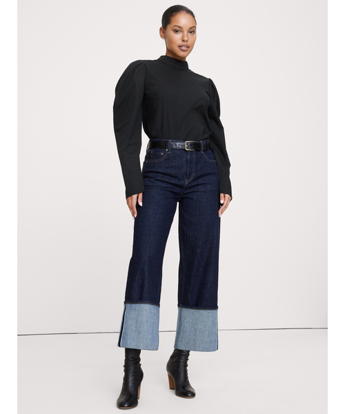 Banana Republic（バナナリパブリック）の「ストレッチ コットン パフスリーブ トップス（シャツ/ブラウス・レディース・ブラック/アイボリー・M/XS/S/L）」の8枚目の写真