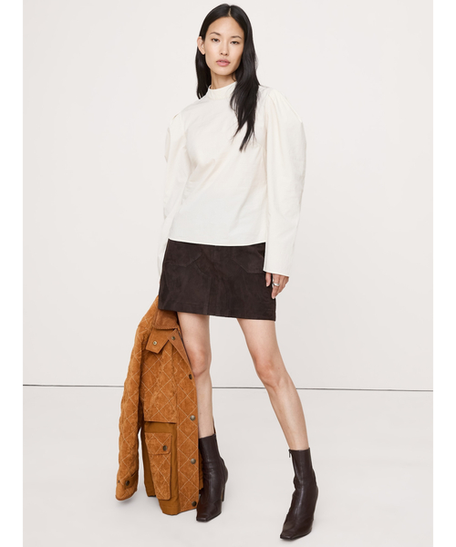 Banana Republic（バナナリパブリック）の「ストレッチ コットン パフスリーブ トップス（シャツ/ブラウス・レディース・ブラック/アイボリー・M/XS/S/L）」の3枚目の写真