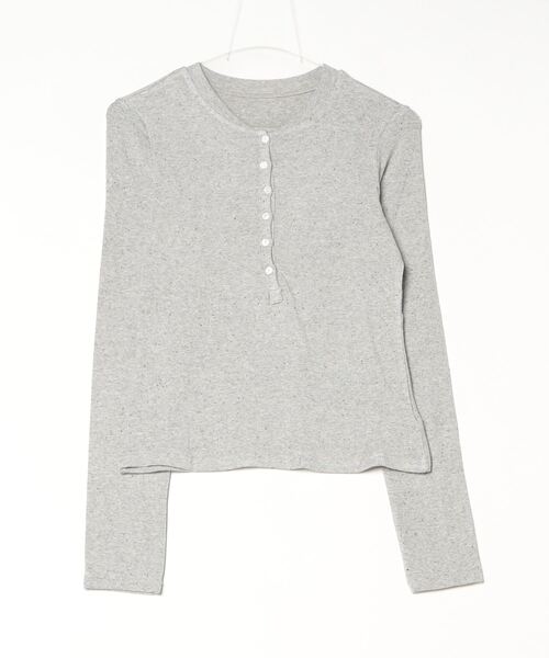 Dream garden(ドリームガーデン)の「ヘンリーネック スリム リブトップス(Tシャツ/カットソー・レディース・グレー/ブラック/ホワイト/パープル/ダークグレー・FREE)」の21枚目の写真