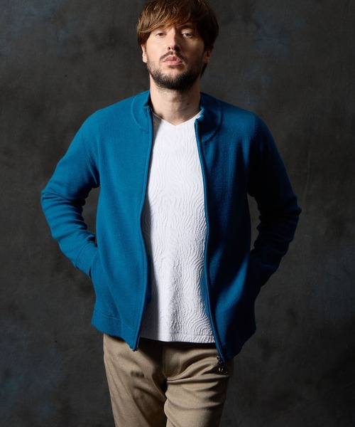 HIDEAWAYS NICOLE(ハイダウェイニコル)の「ミラノリブ スタンドニットブルゾン(カーディガン/ボレロ・メンズ・ブラック/ライトグレー/ベージュ/ターコイズブルー・MEDIUM/X-LARGE/LARGE)」の21枚目の写真