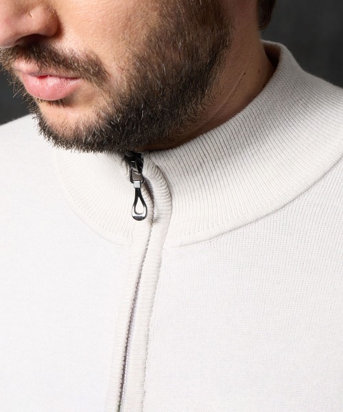 HIDEAWAYS NICOLE(ハイダウェイニコル)の「ミラノリブ スタンドニットブルゾン(カーディガン/ボレロ・メンズ・ブラック/ライトグレー/ベージュ/ターコイズブルー・MEDIUM/X-LARGE/LARGE)」の5枚目の写真