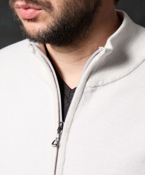 HIDEAWAYS NICOLE(ハイダウェイニコル)の「ミラノリブ スタンドニットブルゾン(カーディガン/ボレロ・メンズ・ブラック/ライトグレー/ベージュ/ターコイズブルー・MEDIUM/X-LARGE/LARGE)」の6枚目の写真