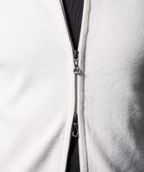 HIDEAWAYS NICOLE(ハイダウェイニコル)の「ミラノリブ スタンドニットブルゾン(カーディガン/ボレロ・メンズ・ブラック/ライトグレー/ベージュ/ターコイズブルー・MEDIUM/X-LARGE/LARGE)」の7枚目の写真