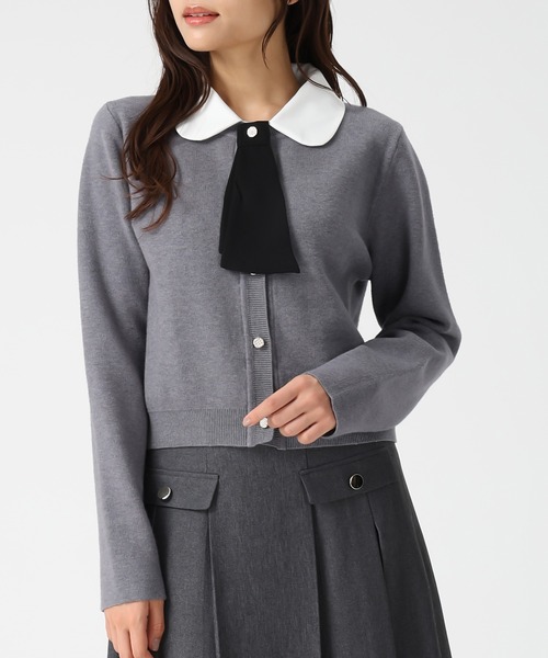 MISCH MASCH（ミッシュマッシュ）の「一部店舗限定 2025秋冬新作 3way衿×タイ付きビジュ釦カーディガン（カーディガン/ボレロ・レディース・グレー/ブラック/ベージュ・ﾌﾘ-）」の17枚目の写真