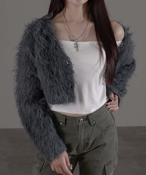 apres jour mignon（アプレジュールミニョン）の「オフショルカップ付きインナー（チューブトップ・レディース・オフホワイト/ブラック・フリー/LARGE）」の11枚目の写真