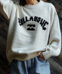 BILLABONG レディース ARCH LOGO JQ CREW SW セーター 【2025年秋冬モデル】 @autumn/ビラボンフリントロゴ刺繍プルオーバークルーネックニットセーター