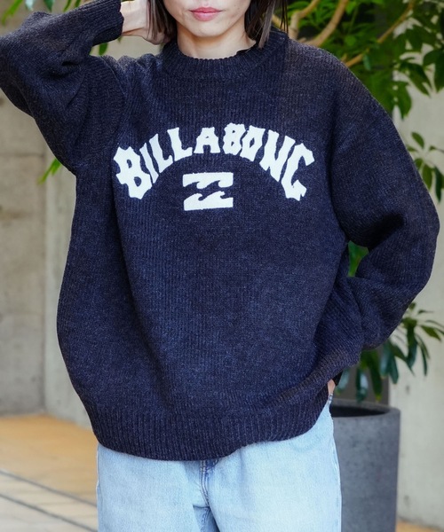 ニット BILLABONG/ビラボン クルーネックニット コットンニット くすみカラー BE011-690 BILLABONG レディース ARCH LOGO JQ CREW SW セーター 2025年秋冬