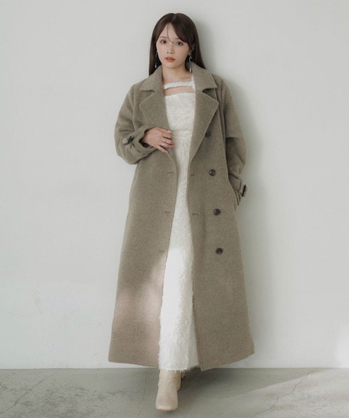 Elishe(エリシェ)の「2WAYシャギースタンドカラーコート(ステンカラーコート・レディース・チャコールグレー/ブラウン/アイボリー・0/1)」の1枚目の写真