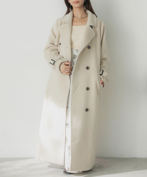 Elishe(エリシェ)の「2WAYシャギースタンドカラーコート(ステンカラーコート・レディース・チャコールグレー/ブラウン/アイボリー・0/1)」の2枚目の写真