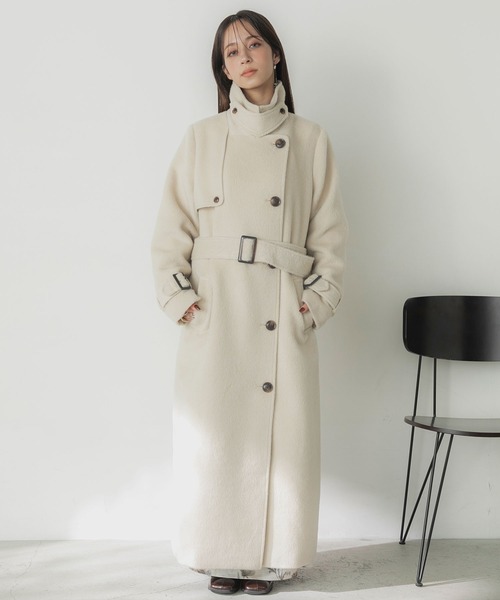 Elishe(エリシェ)の「2WAYシャギースタンドカラーコート(ステンカラーコート・レディース・チャコールグレー/ブラウン/アイボリー・0/1)」の17枚目の写真