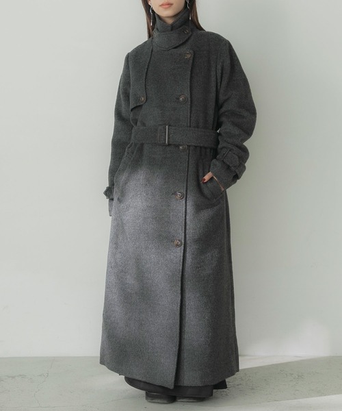 Elishe(エリシェ)の「2WAYシャギースタンドカラーコート(ステンカラーコート・レディース・チャコールグレー/ブラウン/アイボリー・0/1)」の4枚目の写真