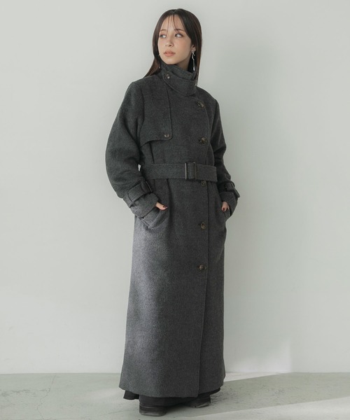 Elishe 2WAYシャギースタンドカラーコート チャコール Elishe（エリシェ）の「2WAYシャギースタンドカラーコート（ステン