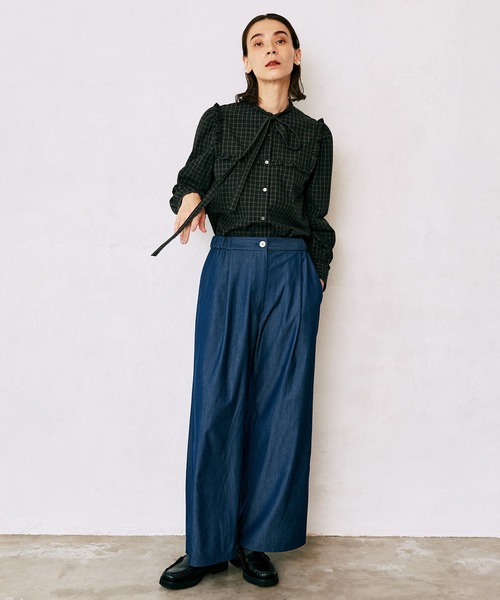 LA MARINE FRANCAISE（マリン フランセーズ）の「起毛デニムワイドパンツ（その他パンツ・レディース・ネイビー/ブルー・0/1）」の3枚目の写真