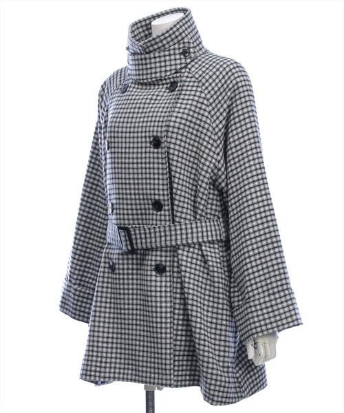 clear（クリア）の「スタンドカラーダブルミドルチェックコート［大人 カジュアル 着回し力抜群］≪AW新作≫（その他アウター・レディース・ブラウン系その他/ブラック系その他・F）」の5枚目の写真