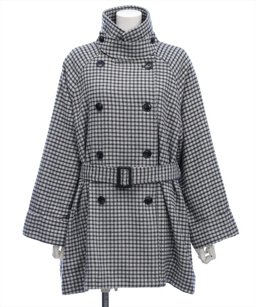 clear（クリア）の「スタンドカラーダブルミドルチェックコート［大人 カジュアル 着回し力抜群］≪AW新作≫（その他アウター・レディース・ブラウン系その他/ブラック系その他・F）」の10枚目の写真