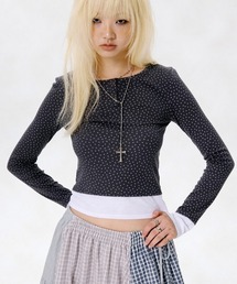 A'GEM/9 × .kom 『runningHIGH/ランニングハイ』 STAR SLIM L/S TEE/スターデザイン スリムシルエット長袖Tシャツ
