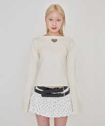 Heart lace Bell sleeve Knit / ハートレースベルスリーブニット
