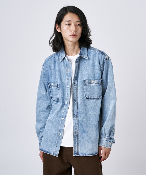 B.C STOCK(ベーセーストック)の「ソフトデニム オーバーシャツ(シャツ/ブラウス・メンズ・ブルー/ブラック/ブルー系その他・MEDIUM/LARGE)」の9枚目の写真