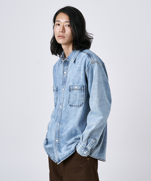 B.C STOCK(ベーセーストック)の「ソフトデニム オーバーシャツ(シャツ/ブラウス・メンズ・ブルー/ブラック/ブルー系その他・MEDIUM/LARGE)」の10枚目の写真