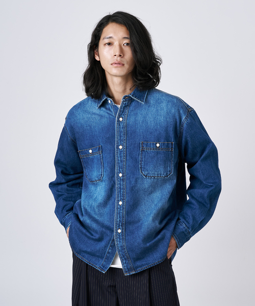 B.C STOCK(ベーセーストック)の「ソフトデニム オーバーシャツ(シャツ/ブラウス・メンズ・ブルー/ブラック/ブルー系その他・MEDIUM/LARGE)」の13枚目の写真