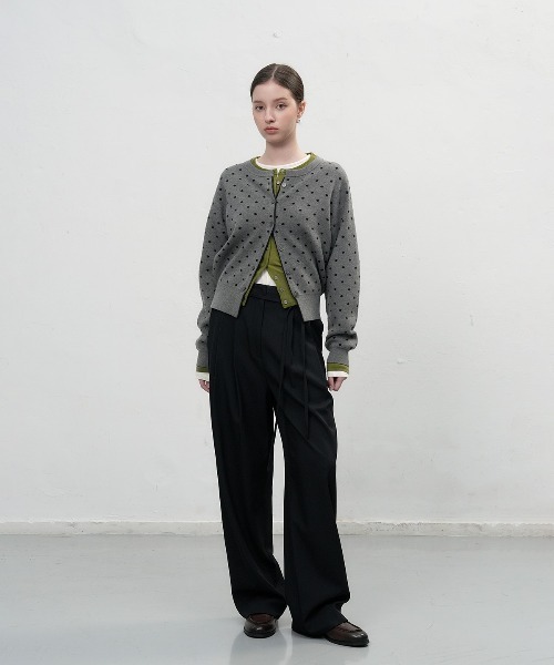 GENERAL IDEA（ジェネラルアイデア）の「semi loose fit dot cardigan セミルーズドットカーディガン（カーディガン/ボレロ・レディース・オリーブ/ブラック/チャコール・L/M/S）」の17枚目の写真