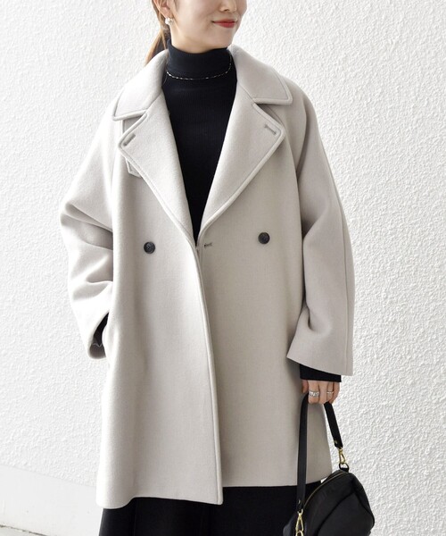 WEB限定】SHIPS any: PURE WOOL スタンド & テーラード ハーフ コート