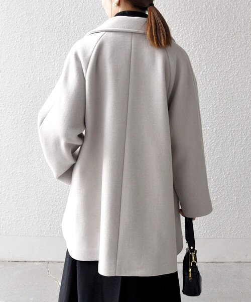 WEB限定】SHIPS any: PURE WOOL スタンド & テーラード ハーフ コート