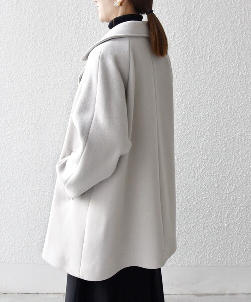 WEB限定】SHIPS any: PURE WOOL スタンド & テーラード ハーフ コート