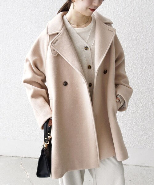 WEB限定】SHIPS any: PURE WOOL スタンド & テーラード ハーフ コート