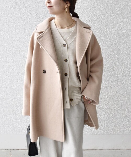 WEB限定】SHIPS any: PURE WOOL スタンド & テーラード ハーフ コート