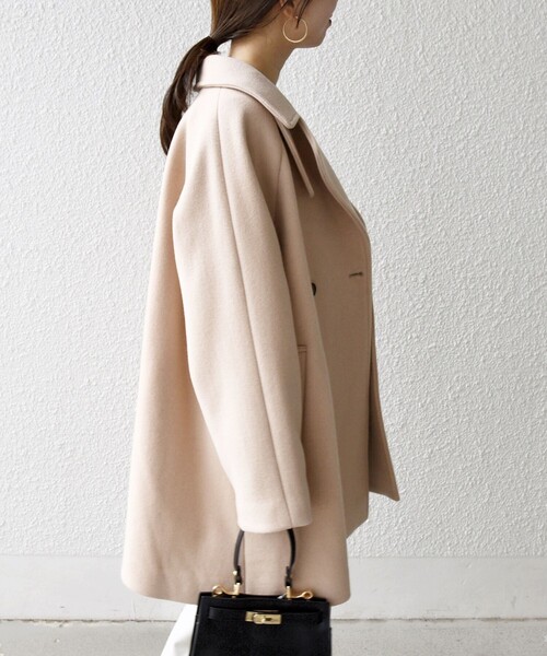 WEB限定】SHIPS any: PURE WOOL スタンド & テーラード ハーフ コート