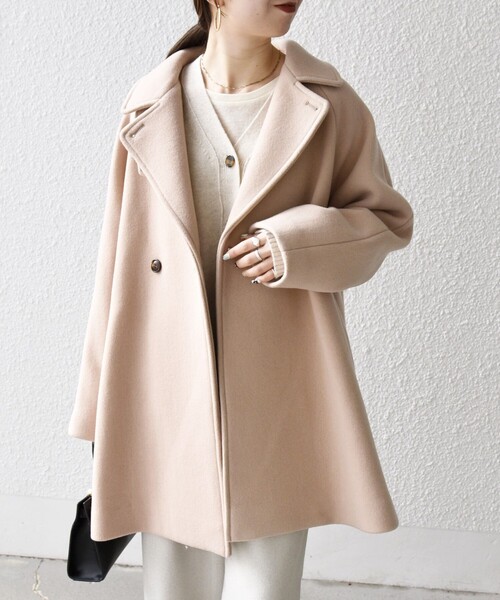 WEB限定】SHIPS any: PURE WOOL スタンド & テーラード ハーフ コート