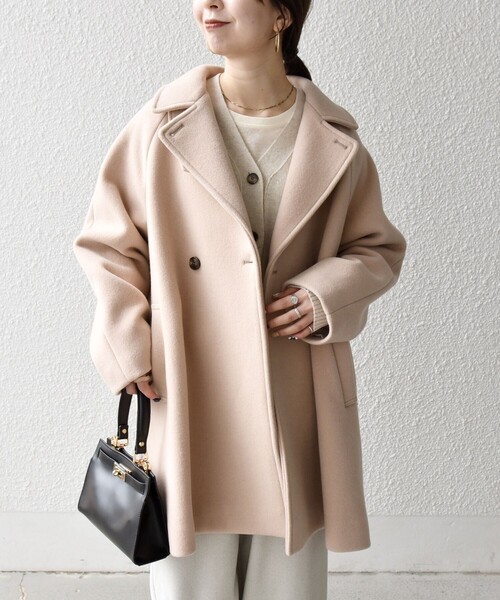 WEB限定】SHIPS any: PURE WOOL スタンド & テーラード ハーフ コート