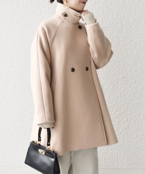 WEB限定】SHIPS any: PURE WOOL スタンド & テーラード ハーフ コート