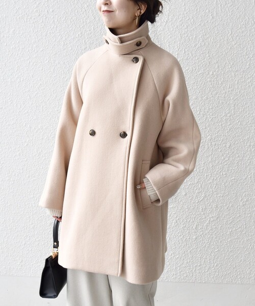 WEB限定】SHIPS any: PURE WOOL スタンド & テーラード ハーフ コート