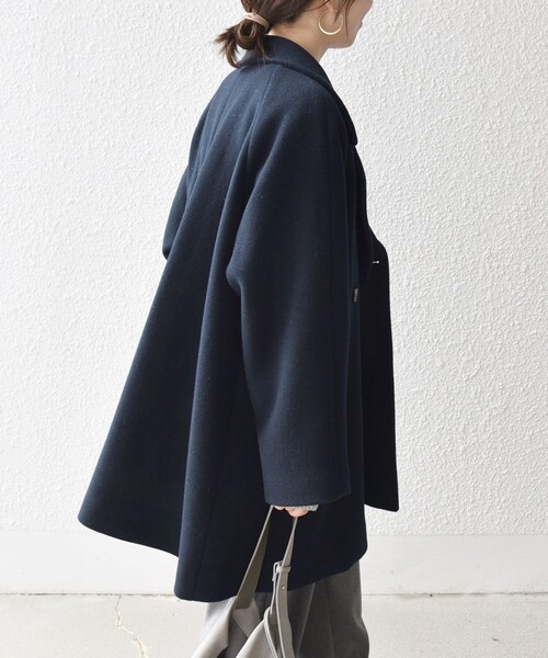 SHIPS any*PUREWOOL スタンド&テーラード ハーフコート LG WEB限定】SHIPS any: PURE WOOL スタンド & テーラード ハーフ コート