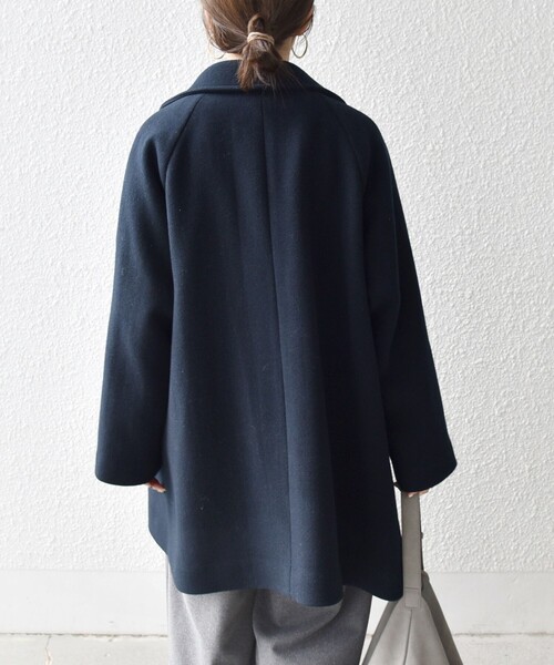 WEB限定】SHIPS any: PURE WOOL スタンド & テーラード ハーフ コート