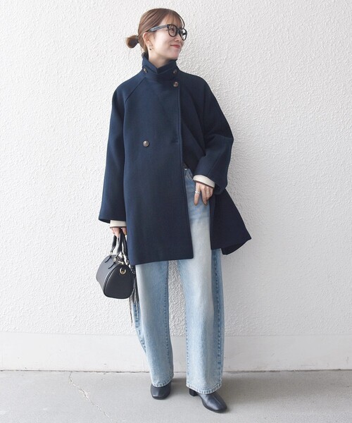 WEB限定】SHIPS any: PURE WOOL スタンド & テーラード ハーフ コート