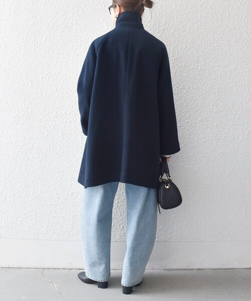 WEB限定】SHIPS any: PURE WOOL スタンド & テーラード ハーフ コート