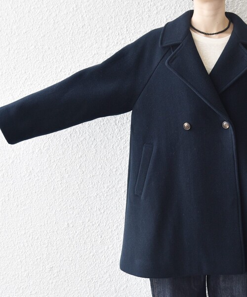 WEB限定】SHIPS any: PURE WOOL スタンド & テーラード ハーフ コート