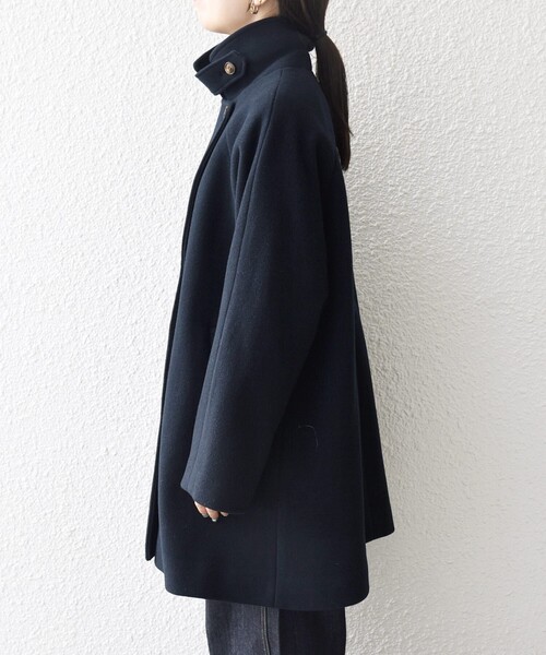 WEB限定】SHIPS any: PURE WOOL スタンド & テーラード ハーフ コート