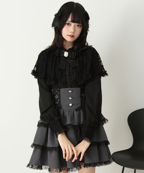DearMyLove(ディアマイラブ)の「2wayレースケープリボンブラウス(シャツ/ブラウス・レディース・ホワイト/ブルーグレー/ブラック・MEDIUM/LARGE/LL/3L)」の3枚目の写真
