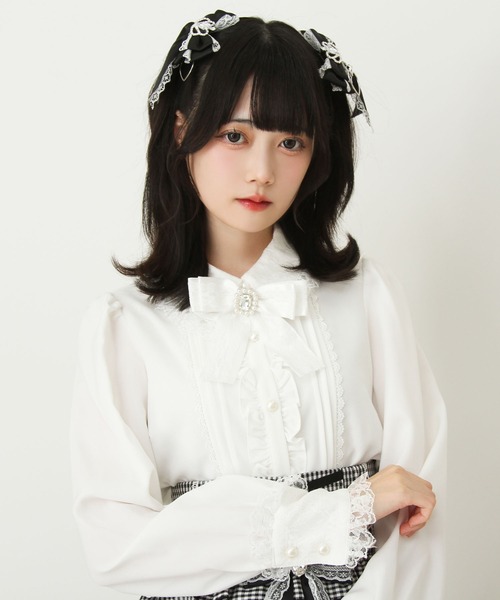 DearMyLove(ディアマイラブ)の「2wayレースケープリボンブラウス(シャツ/ブラウス・レディース・ホワイト/ブルーグレー/ブラック・MEDIUM/LARGE/LL/3L)」の12枚目の写真