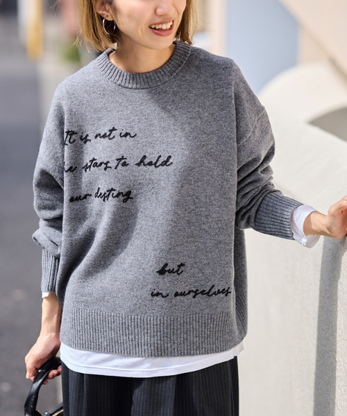 FRAMeWORK（フレームワーク）の「constellation ニット（ニット/セーター・レディース・ベージュ/チャコールグレー・FREE）」の7枚目の写真