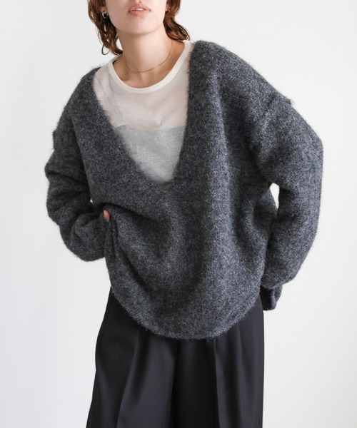 select MOCA(セレクトモカ)の「アウトリンキングVネックオーバーニット(ニット/セーター・レディース・ブラウン/グレー/ベージュ・FREE)」の17枚目の写真