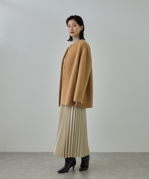 セール】ウールモヘヤノーカラーミドル丈コート（その他アウター