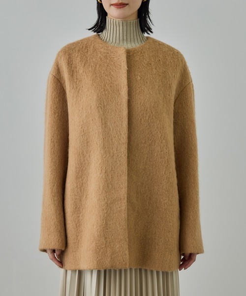 セール】ウールモヘヤノーカラーミドル丈コート（その他アウター