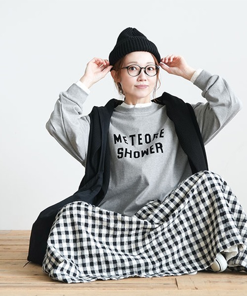 SOLAMONAT（ソラモナ）の「ペンネ天竺メンズライクプリントプルオーバー（Tシャツ/カットソー・レディース・ブラック/ライトピンク/杢グレー・FREE）」の2枚目の写真