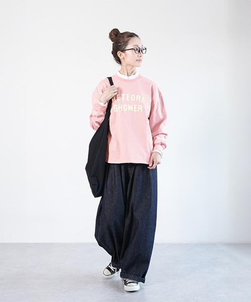 SOLAMONAT（ソラモナ）の「ペンネ天竺メンズライクプリントプルオーバー（Tシャツ/カットソー・レディース・ブラック/ライトピンク/杢グレー・FREE）」の8枚目の写真